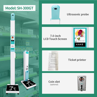 Ultrasonic Coin Operated Height Weight Bmi Machine