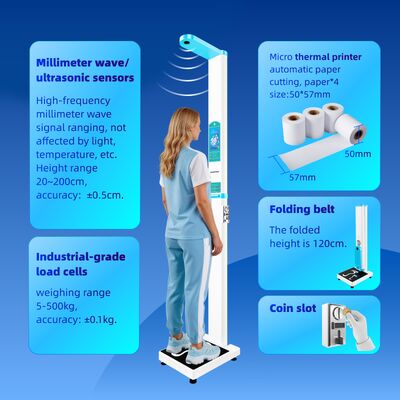 Coin Operated Weighing Scale Human Body Height And Weight Scale For Clinic