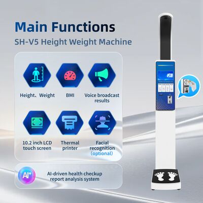 SH-V5 Dijital Mobil Ölçüm Ekipmanı Yükseklik Ağırlık BMI Terazi Makinesi
